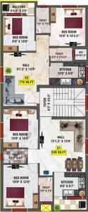 Project Image of 778.0 - 836.0 Sq.ft 2 BHK Apartment for buy in Bharathi Sai Cherry