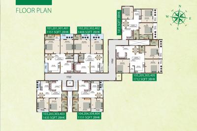 Kamdhenu Krishna Plaza Krishna Plaza Cluster Plan for Typical Floor 1