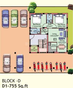 Project Image of 761.0 - 1129.0 Sq.ft 2 BHK Apartment for buy in Sri Durga Foundations Orchids