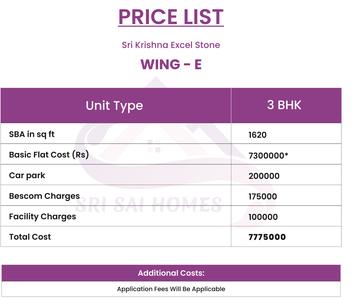 Project Image of 1005.0 - 1620.0 Sq.ft 2 BHK Apartment for buy in Sri Sai Homes