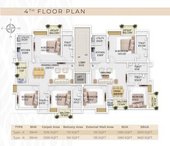 Project Image of 0.0 - 1600.0 Sq.ft 3 BHK Apartment for buy in Dolphin Laxmi Nibas