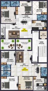 Bharathi Sai Deccan Apartments Sai Deccan Cluster Plan For 3rd Floor 1