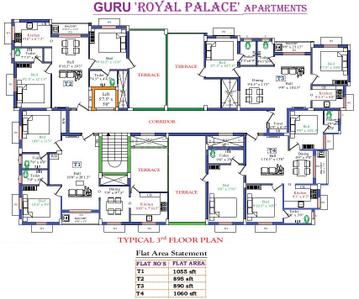 Project Image of 740.0 - 1060.0 Sq.ft 2 BHK Apartment for buy in Guru Royal Palace Apartments