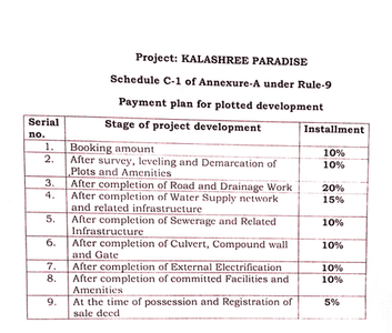 Kalashree Paradise Construction Linked Payment (CLP) 1