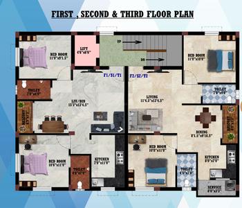 Project Image of 1256.0 - 1398.0 Sq.ft 3 BHK Apartment for buy in Mithun Sky Garden