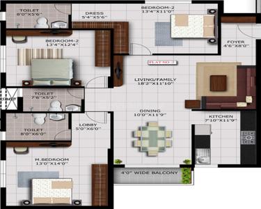 Project Image of 1596.0 - 1794.0 Sq.ft 3 BHK Apartment for buy in Mahaveer Amber Woods