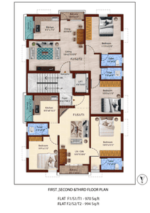Project Image of 970.0 - 994.0 Sq.ft 2 BHK Apartment for buy in HP Anandham Flats
