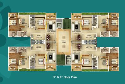 Project Image of 1582.0 - 1646.0 Sq.ft 3 BHK Apartment for buy in Enchanting Greens Phase II