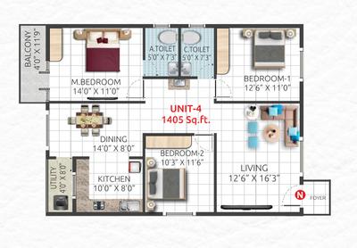 Project Image of 1150.0 - 1455.0 Sq.ft 2 BHK Apartment for buy in Sai Nandana GP Pride