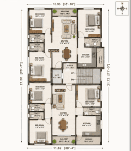 Project Image of 1281.0 - 1406.0 Sq.ft 3 BHK Apartment for buy in Jagan Boshika Flats