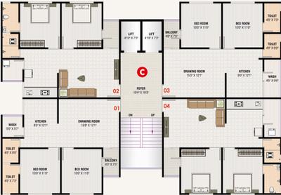 Project Image of 542.82 - 767.0 Sq.ft 2 BHK Apartment for buy in Sarahi Colin Elegance