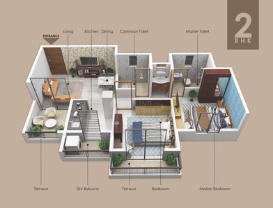 Project Image of 360.0 - 605.0 Sq.ft 1 BHK Apartment for buy in Kakade Panoramaa