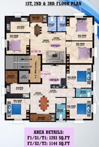 Project Image of 1144.0 - 1293.0 Sq.ft 3 BHK Apartment for buy in Vishnu MM Flats