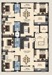 Project Image of 1275.0 - 1277.0 Sq.ft 3 BHK Apartment for buy in Liora Pearl House