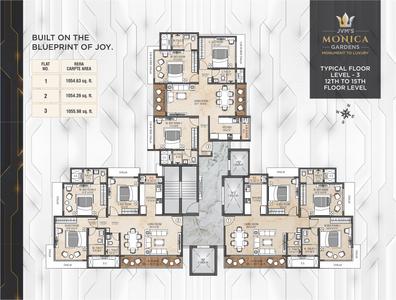 Project Image of 1054.43 - 1055.98 Sq.ft 3 BHK Apartment for buy in JVM Monica Gardens