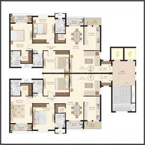 Project Image of 1216 Sq.ft 3 BHK Apartment / Flat for sale in Deopuri for Rs. 4450000