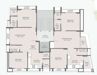 Project Image of 628.83 - 663.49 Sq.ft 2 BHK Apartment for buy in Shyam Shyam Parijat 3