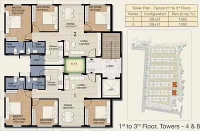 Project Image of 848.0 - 1062.0 Sq.ft 2 BHK Apartment for buy in Provident Freedom