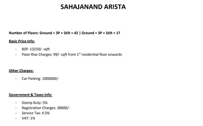 Project Image of 820.0 - 1128.0 Sq.ft 2 BHK Apartment for buy in Sahajanand Arista