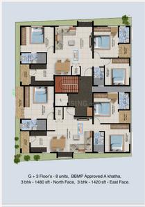 Project Image of 1420.0 - 1480.0 Sq.ft 3 BHK Apartment for buy in Grandoor Platinum Square