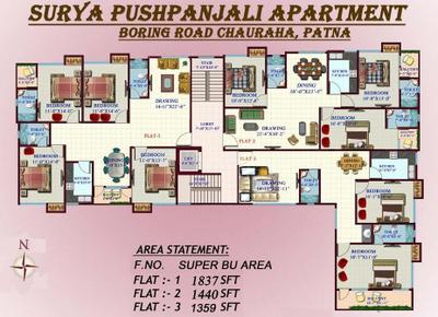 Project Image of 1600 Sq.ft 3 BHK Apartment / Flat for sale in Boring Road for Rs. 12500000