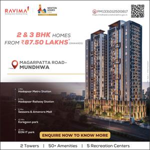 Project Image of 796.0 - 1072.0 Sq.ft 2 BHK Apartment for buy in Newton Homes Royale Magarpatta Road Mundhwa