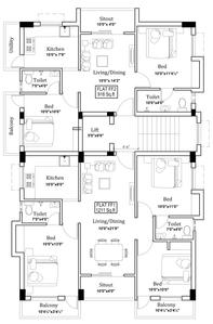 MS Charan Madipakkam Block A And B Cluster Plan from 1st to 3rd Floor 1