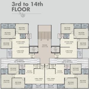 Project Image of 896.31 - 971.55 Sq.ft 3 BHK Apartment for buy in Kanha Antilia