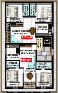 Project Image of 895.0 - 915.0 Sq.ft 2 BHK Apartment for buy in Balaji Hari Krishna