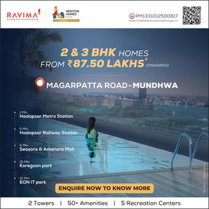 Project Image of 796.0 - 1072.0 Sq.ft 2 BHK Apartment for buy in Newton Homes Royale Magarpatta Road Mundhwa
