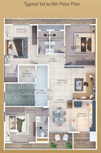 Project Image of 0.0 - 1305.0 Sq.ft 3 BHK Apartment for buy in Orchid Madhudatta