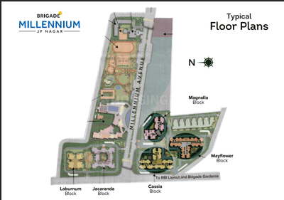 Project Image of 0.0 - 1175.0 Sq.ft 2 BHK Apartment for buy in Brigade Millennium Mayflower