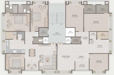 Project Image of 974.0 - 1962.0 Sq.ft 3 BHK Apartment for buy in Raajpearl Royal