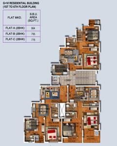 Project Image of 795.0 - 864.0 Sq.ft 2 BHK Apartment for buy in Krishna Queen