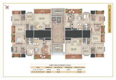 Project Image of 873.39 - 1335.28 Sq.ft 2 BHK Apartment for buy in Perinsheri Pinnac Greens