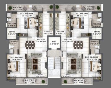 Project Image of 1500 Sq.ft 3 BHK Apartment / Flat for sale in Sector 92 for Rs. 11900000