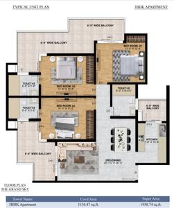 Project Image of 0.0 - 970.0 Sq.ft 3 BHK Apartment for buy in The Grand Sky