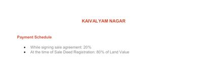 Samee Kaivalyam Nagar Payment Plan and Price list 1