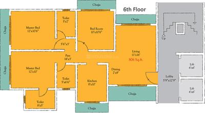 Project Image of 0.0 - 767.0 Sq.ft 3 BHK Apartment for buy in Chaitanya Residency