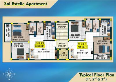 Project Image of 791.0 - 836.0 Sq.ft 2 BHK Apartment for buy in Bharathi Sai Estelle