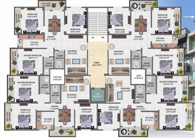 Project Image of 854.0 - 915.0 Sq.ft 3 BHK Apartment for buy in Rudra Radhe Villa