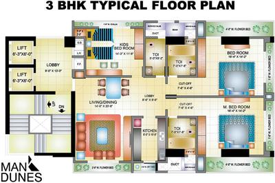 Project Image of 1572.0 - 2565.0 Sq.ft 3 BHK Apartment for buy in Man Dunes