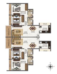 Project Image of 419.0 - 745.0 Sq.ft 2 BHK Apartment for buy in Akshar Panchratna