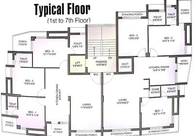 Project Image of 913.32 - 1000.29 Sq.ft 3 BHK Apartment for buy in Pandav Saptak