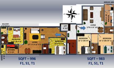 Project Image of 983.0 - 996.0 Sq.ft 2 BHK Apartment for buy in Sri Prime Home Phase 3