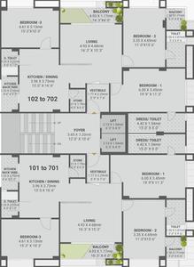 Project Image of 0.0 - 1261.42 Sq.ft 3 BHK Apartment for buy in Guru Elan Pride