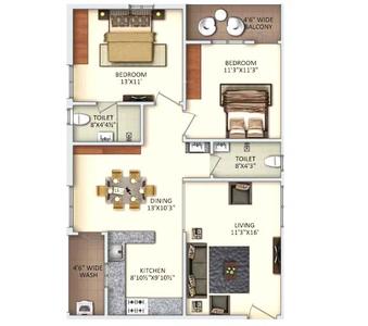 Project Image of 1130.0 - 1269.93 Sq.ft 2 BHK Apartment for buy in SVS Srivani Phase 2