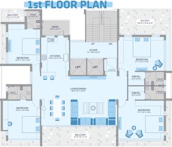 Project Image of 0.0 - 1943.1 Sq.ft 4 BHK Apartment for buy in Swastik Prime