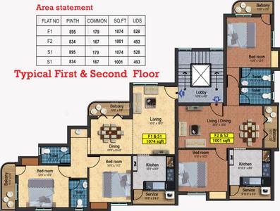 Project Image of 1001.0 - 1074.0 Sq.ft 2 BHK Apartment for buy in Blessed Trinity