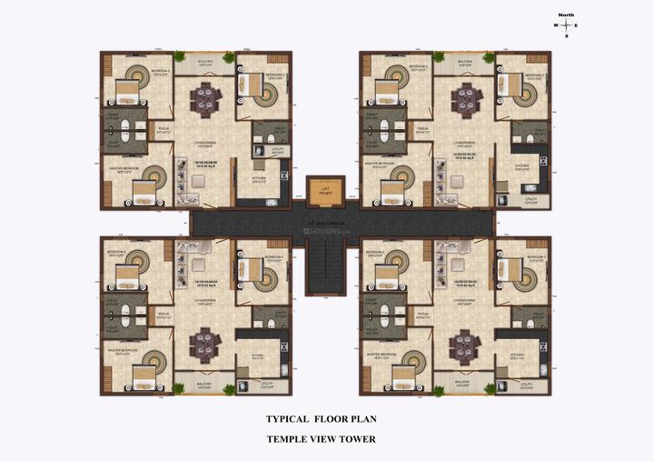 India Temple View Tower Temple View Tower Cluster Plan from 1st to 5th Floor 1